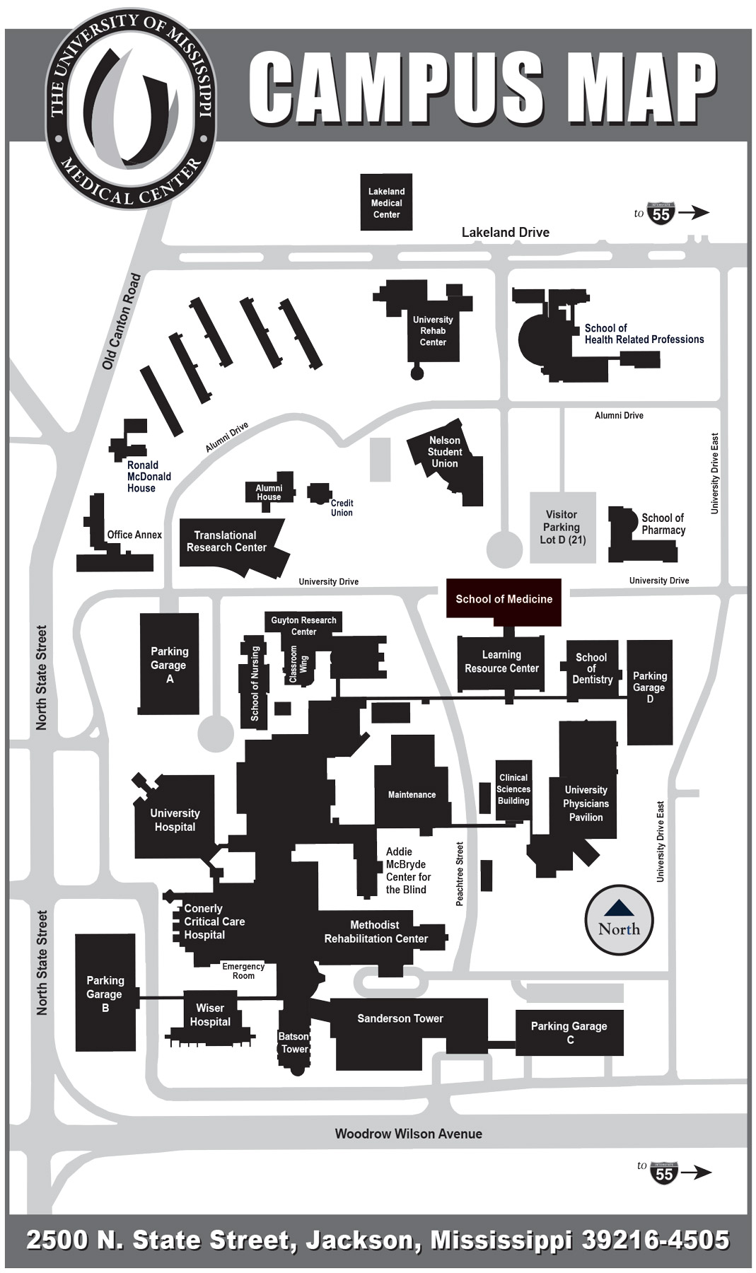 The University of Mississippi Medical Center Campus Map